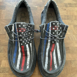 HEY DUDE Wally "MIDNIGHT FLAG" Patriotic/USA Buckle Limited Edition Men's 10